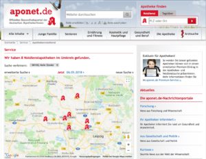 Website Aponet Zahngesundheit Halle